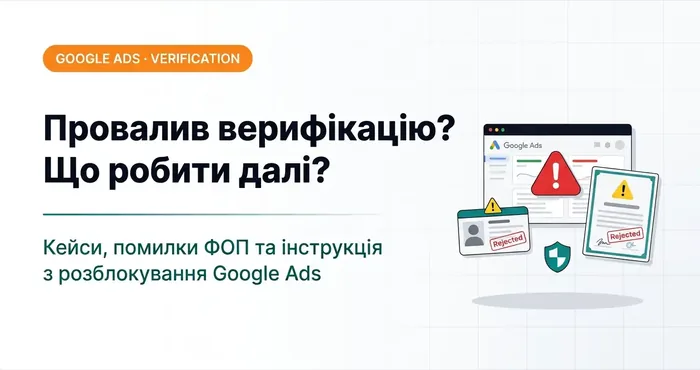 Провалив верифікацію рекламодавця в Google Ads: кейси, помилки ФОП та інструкція