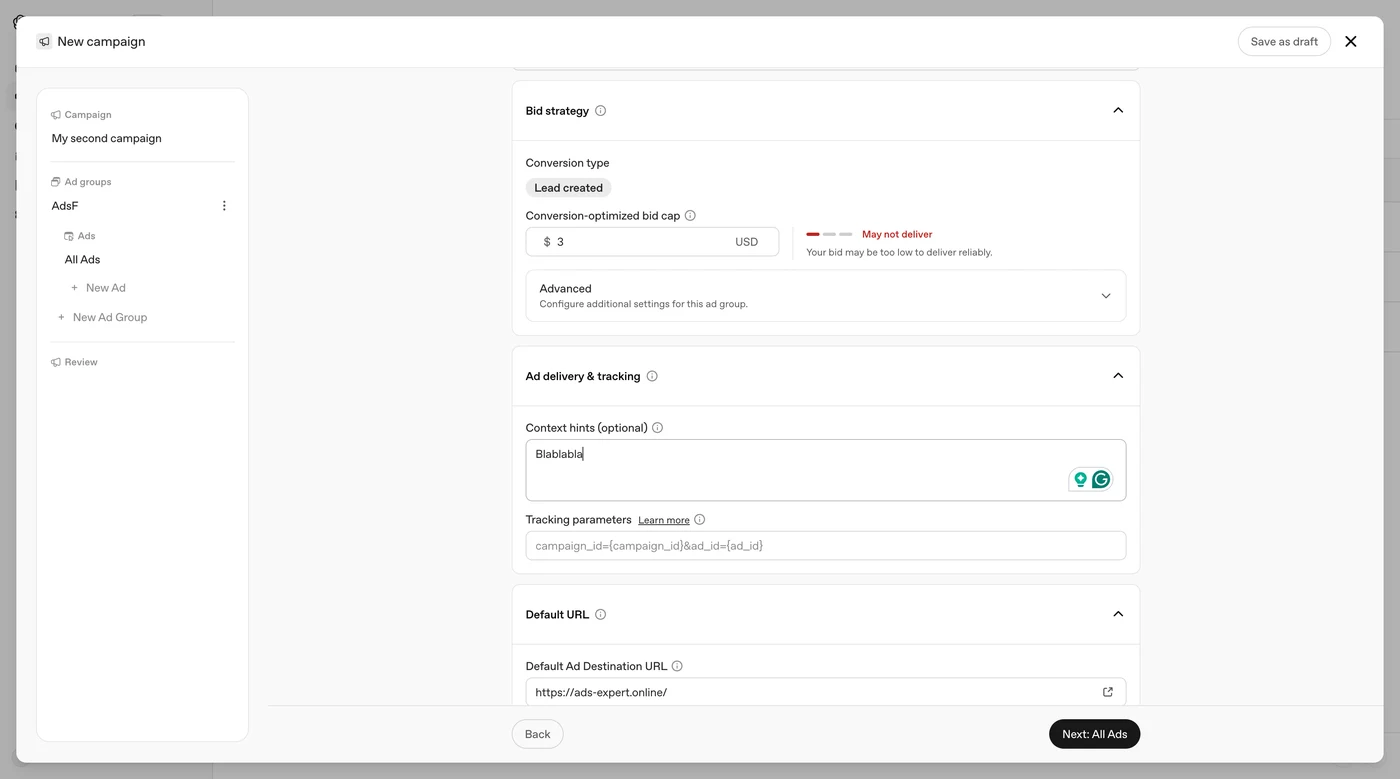 Ограничение ставки $3 с предупреждением «May not deliver» и поле контекстных подсказок