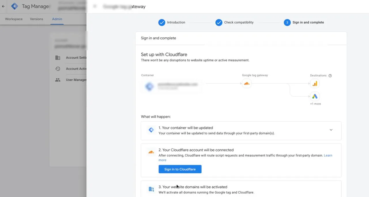 Google Tag Gateway: авторизация в Cloudflare