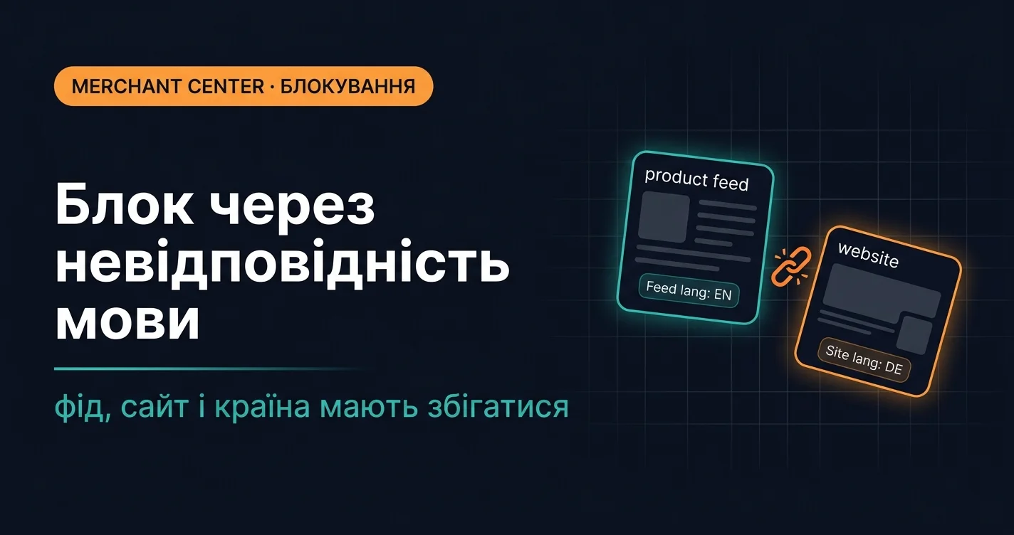 Блокування Merchant Center через невідповідність мови фіду: причина та рішення