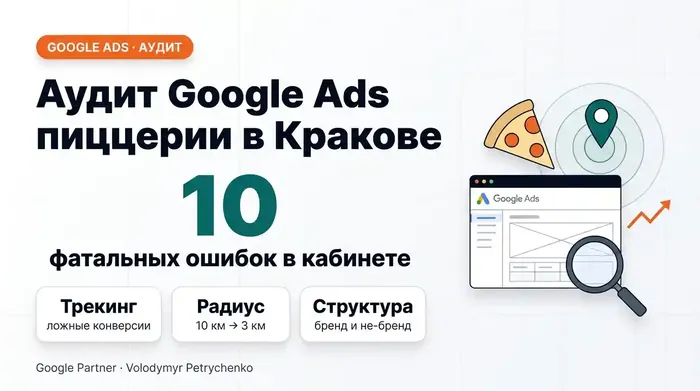 Независимый аудит рекламного кабинета Google Ads доставки пиццы в Кракове