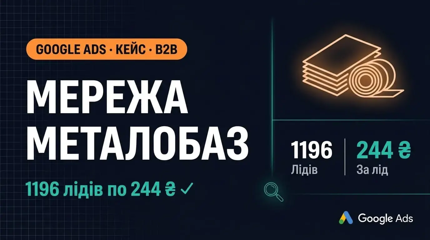 Кейс Google Ads: мережа металобаз, 1196 лідів по 244 грн