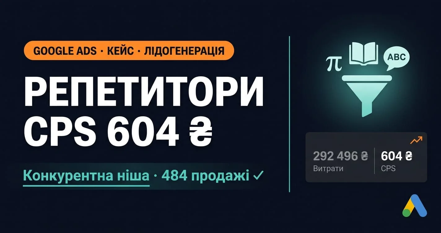 Кейс Google Ads: агрегатор репетиторів CPS 604 грн в конкурентній ніші