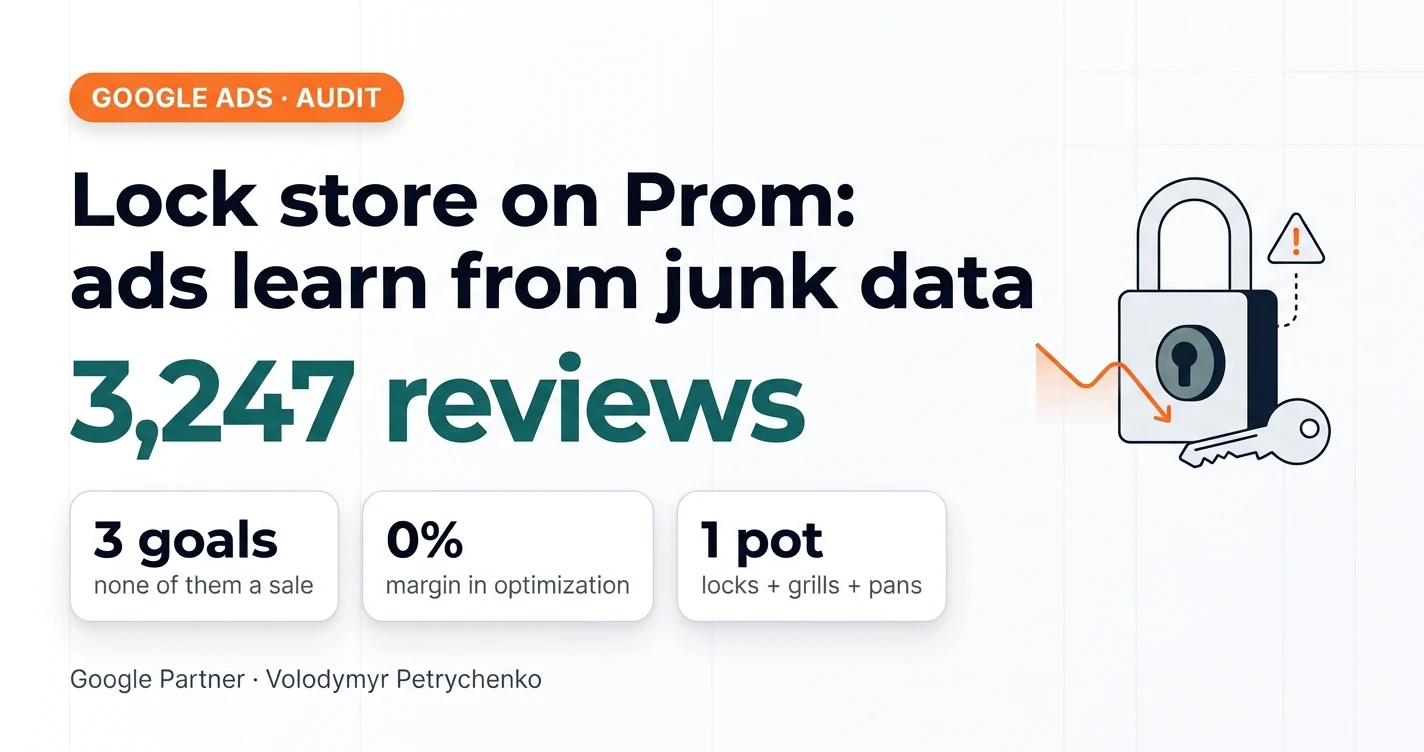 Google Ads Audit of a Lock Store on Prom: The Ads Learn from Junk Data