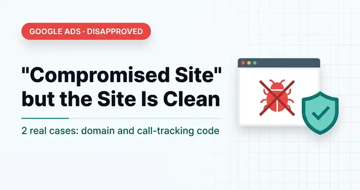 Case: a “Compromised site” in Google Ads. How to Fix It?