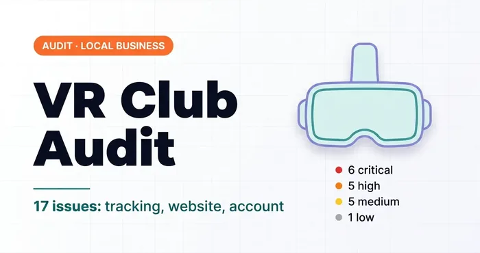 Google Ads and website audit for a local VR club