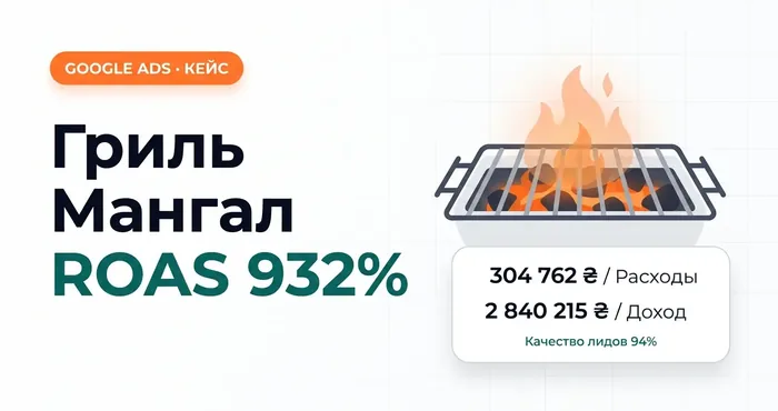 Кейс грили и мангалы ROAS 932 процента за сезон