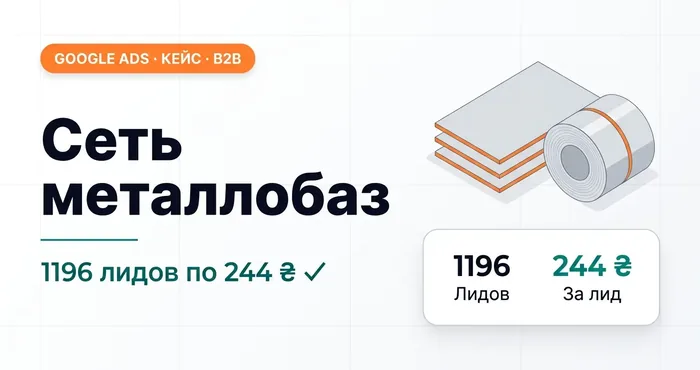 Кейс Google Ads: сеть металлобаз, 1196 лидов по 244 грн