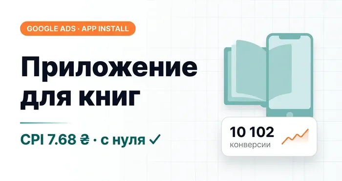 Мобильное приложение для чтения книг, CPI $0.19